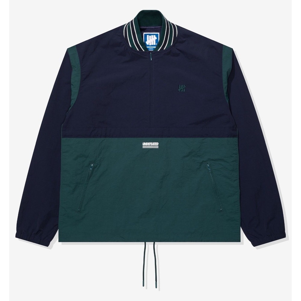 UNDEFEATED Women's 1/2 Zip Windbreaker Fall Pullover Streetwear Navy/Pine Size L